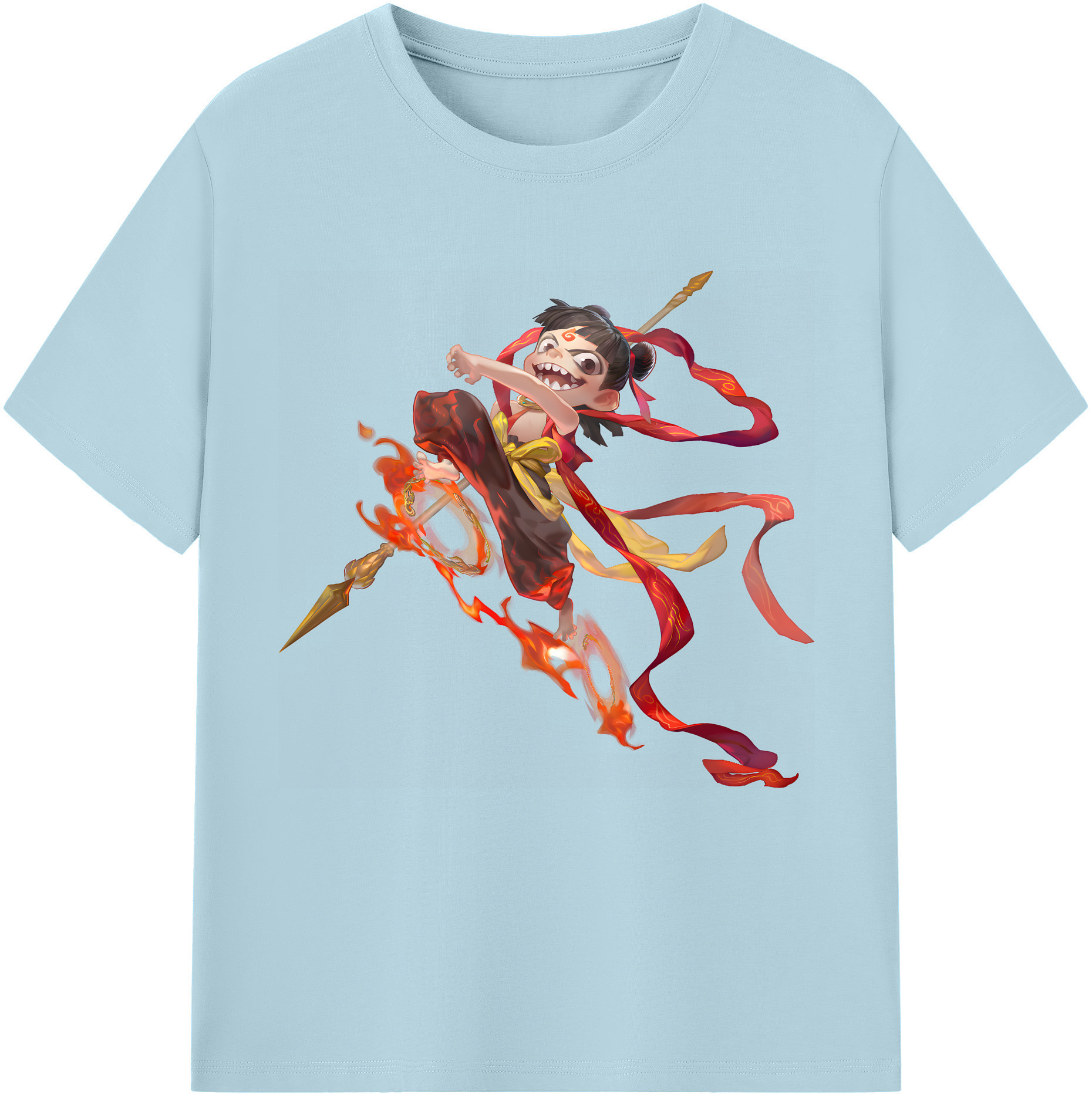 （画像用） Ne Zha 2 ナタ 魔童の大暴れ 綿100％半袖Tシャツ（フロントプリント）